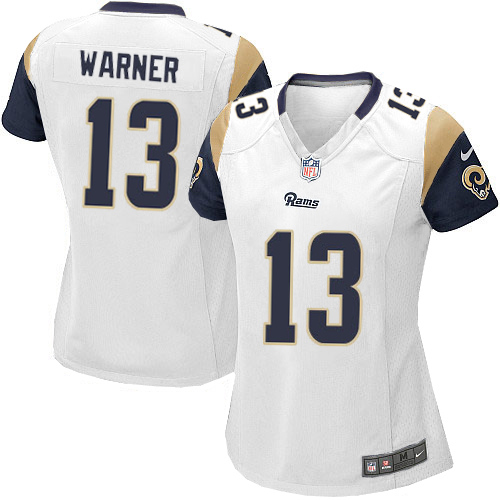 Women's Game Kurt Warner Nike Jersey White Road - #13 NFL Los Angeles Rams